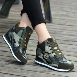 Chaussures décontractées Sneakers de l'armée Femmes Fouée de la mode Camouflage High Heels Test Hauteur croissante Drop