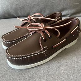 Chaussures décontractées arrivée pour hommes à lacets appartements bateau femmes marche pilote unisexe mode chaussure en cuir