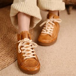 Chaussures décontractées artmu en cuir authentique plat haut haut haut de gamme pour lacets lacets up bottines de plate-forme de cheville 2024 Automne Ligne