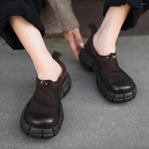 Chaussures décontractées Artmu Original talon épais pour femmes bande élastique compensées plate-forme de luxe bout rond bouche profonde plate