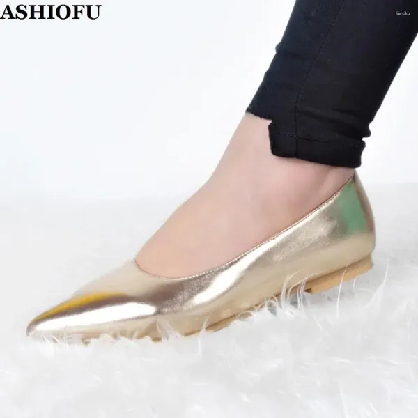 Zapatos informales Ashiofu hecho a mano Pos damas Party Party Party Prom Slip-on Boat Boat Fashion Fashion XD375