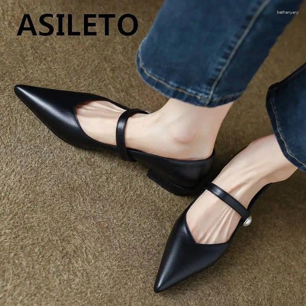 Chaussures décontractées asileto femmes appartements pointues glissement de sangle de sang