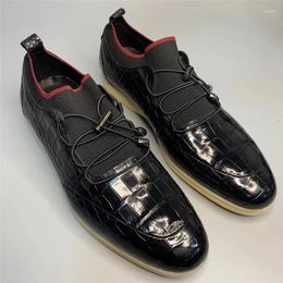 Chaussures décontractées Crocodile authentique Soft Sole Sole des baskets spandex masculines exotiques Alligator en cuir masculin élastique masculine Flats