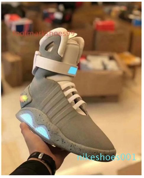 Chaussures de sport Lacets automatiques Baskets Air Mag Marty Mcfly's Led Shoes Retour vers le futur Glow In The Dark Grey Mcflys Baskets
