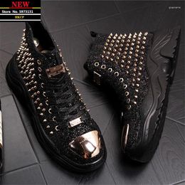 Casual schoenen herfst luxe ontwerper mannen sneakers klinknagel punk hip hop hip high tops mannelijk platform enkelschoenen zapatillas hombre