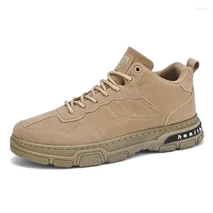 Zapatos Casuales Otoño Invierno Zapatillas De Deporte Al Aire Libre para Hombres Gamuza Invertida Cuero De Pu Resbalón En Senderismo Hilo De Coser Calzado Cómodo