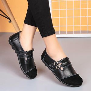 Casual schoenen herfst vrouwen echte lederen flats loafers comfortabele dames mocassins zapatos de mujer plus maat 35-44