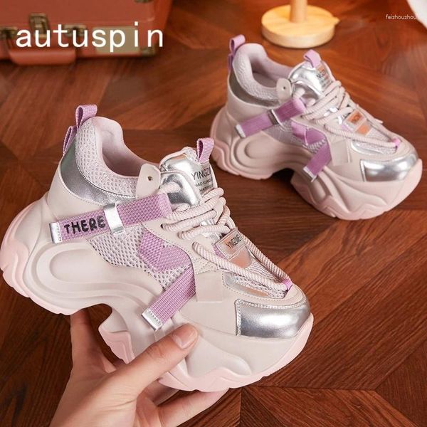 Zapatos informales Autuspin 2024 Sports de mujeres Summer transpirable Mesh Girl's Sneakers Plataforma de tendencia