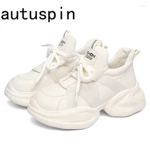 Casual schoenen Autuspin 6 cm vrouwelijke sport sneakers mode puntig teen buiten ademend splicent leer gevulkaniseerd kantoor dames