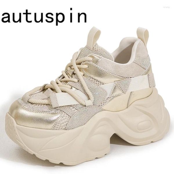 Chaussures décontractées Audispin 9cm Fashion For Woman 2024 Design Shine Crystal Women Sneaker Summer Mesh Platform Sports Sneakers Femme