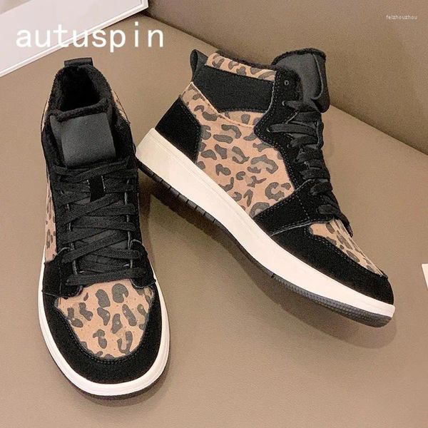 Chaussures décontractées Audispin Winter Femmes Sneakers Fashion en cuir en cuir