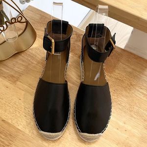 Chaussures décontractées baeromad Fashion Rison Summer Black Hollow Out Flat Bottom Bottom Women's Solid Color Round Toe Sangle de cheville épaisse