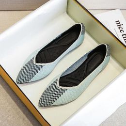 Zapatos informales Ballet Flat Flying Line 2024 Tejido para mujeres embarazadas Máquina de fondo suave lavable grande