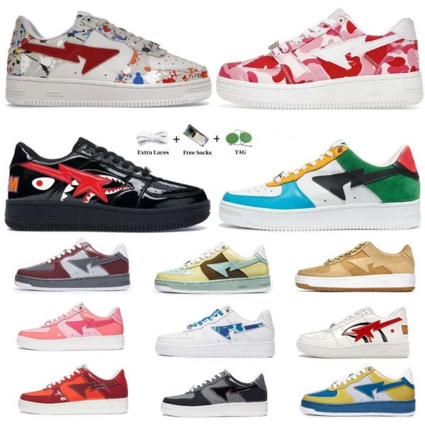 Sapatos casuais Bapestar Mens Womens Sk8s Shoe Camo Concepts Entregar Banho Exclusivo Aped Roxo Verde Treinadores Esporte Sapatos Triplo Branco Sapatilhas