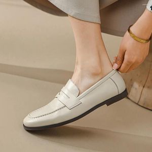 Casual Schoenen Basic Mocassins Ronde Neus Eenvoudige Loafers Dames Instappers Koeienhuid Dames Witte Muiltjes Leer Dagelijks Rijden