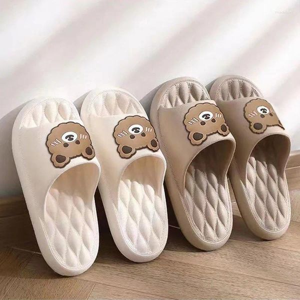 Chaussures décontractées, pantoufles d'ours de bain pour femmes, tongs d'été, nuage de dessin animé mignon pour intérieur et extérieur, sandales de plage douces et épaisses pour hommes