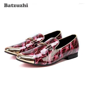 Chaussures décontractées Bayzuzhi Mentes Mandis Gold Metal Cap en cuir Robe en cuir Flats Slip-on Party Zapatos Hombre US12