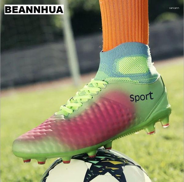 Chaussures décontractées BEANNHUA Long Nail Hommes High Football 36-45 Fluorescent Vert Gris Bleu Compétition Formation En Gros Au Détail