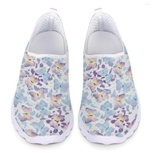 Chaussures décontractées belles fleurs dégradées papillon bleu dames dames printemps automne sport chaussure non glissée sans glissement