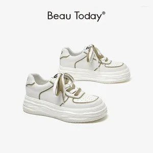 Casual schoenen Beautoday Platform Sneakers Dames Synthetisch leer veter Up Sluiting Ronde Toe Dikke Sole Ladies Handmade 29163