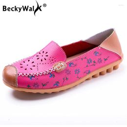 Chaussures décontractées Beckywalk Fashion Print Femmes Flats Loafer Gétille en cuir Plat Femme Été Slip on Mooccasins WSH2673