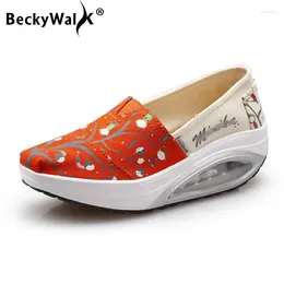 Chaussures décontractées BeckyWalk printemps toile femmes sans lacet dames baskets hauteur augmentant Swing WSH2927