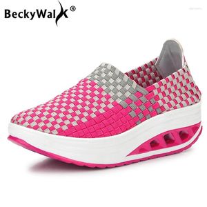 Chaussures décontractées BeckyWalk été femmes baskets plate-forme tissée femme maille femme marche WSH2914