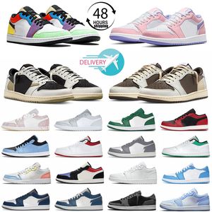 1 casua lage schoenen 1S Lows Sneakers omgekeerd mocha olijfzwart fantoom gefokte teen panda unc wolf grijs true blauw mannen dames sportschoenen