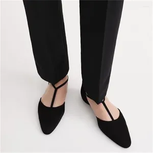 Chaussures décontractées ceintures pour femmes pointues pointues talons faibles dames velours sandales femelles coudre zapatos de mujer chassure solide femme
