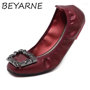 Casual schoenen Beyarnefashion Brand Boat Women Flat Soft Leather Women's Flats Elegant Office Ladies Footwear Plus Size