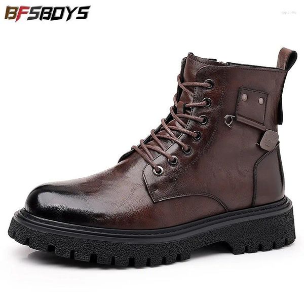 Chaussures décontractées Bfboys Boot masculin pour hommes Brown Black Leather Business Absorbant léger Hollow Breathable Taille 38-44