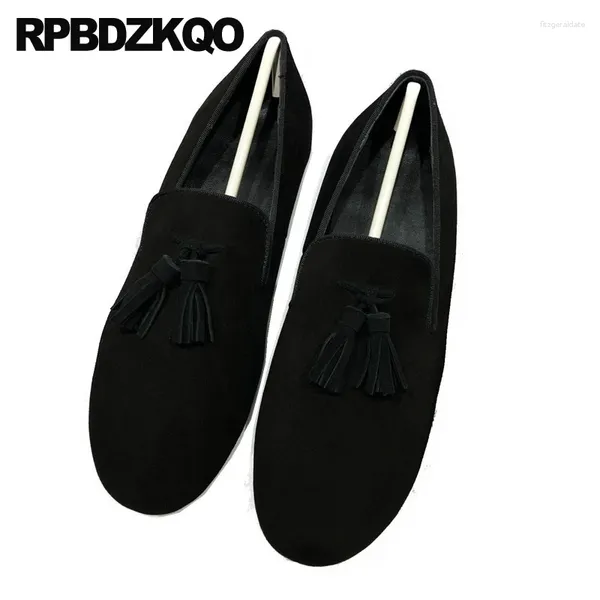 Zapatos informales Gran tamaño Toe Tassel Boasts 45 Fiesta Fringe Chic Velvet Velvet Wide Fit Men Slip On British Smoking Slippers