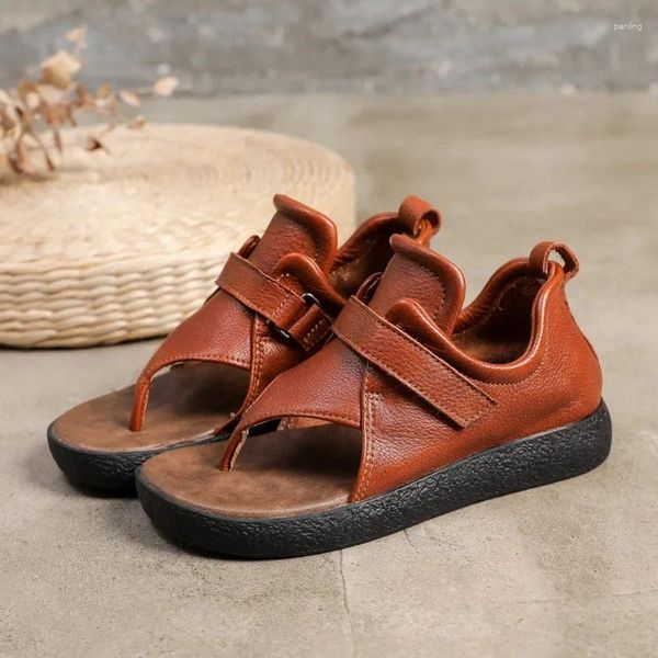 Chaussures décontractées Birkuir Sandales de tongs en cuir authentiques Sandales pour les femmes Open Toe Summer Hook Bloop Luxury Beach Dames