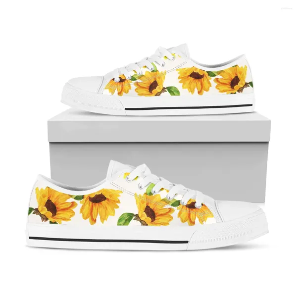 Chaussures décontractées BKQU Classicl jaune tournesol femme à lacets baskets femmes printemps automne beau Sport mode vulcanisé