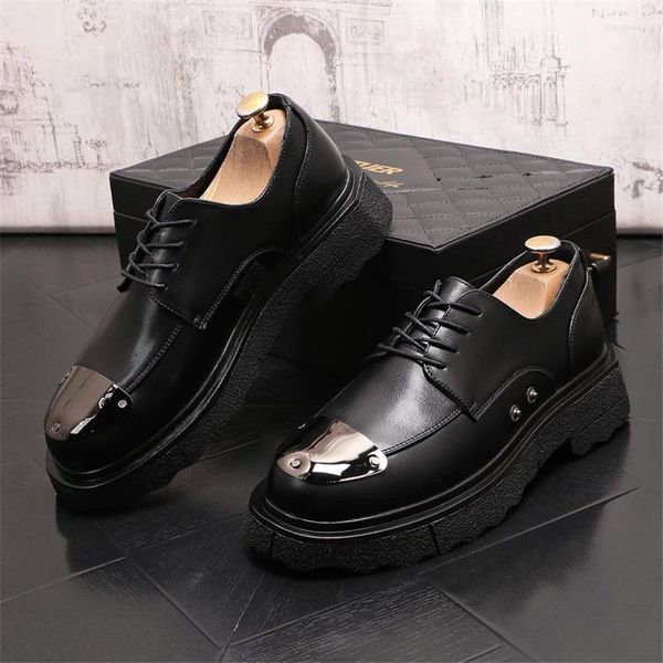 Zapatos casuales hombres marrones negros negocios de cuero plano formal zapatillas hombre