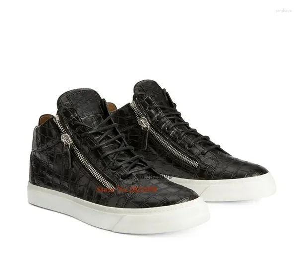 Zapatos informales de cuero negro Crocodile Patrón de encaje de encaje de zapatillas de zapatillas