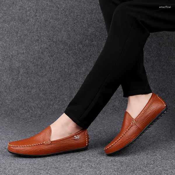 Zapatos informales, mocasines negros, zapatos planos de lujo de gama alta para hombre, mocasines de cuero genuino sin cordones para hombre, mocasines de marca para conducir en barco y oficina