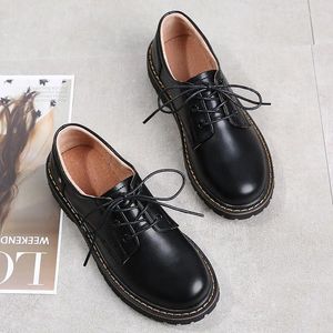 Zapatos informales negros Lolita, mocasines de piel Oxford para mujer, mocasines de piel para mujer, Mary Jane, chicas adolescentes, escuela, antideslizantes, talla grande 43