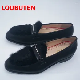 Chaussures décontractées Black Long Plance véritable mocassins en cuir Men de luxe Slip sur les appartements pour hommes Party et banquet