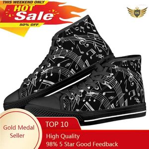 Casual schoenen zwarte muzieknoten print hoge canvas voor heren klassieke mannelijke gevulkaniseerde tienerjongens paar platte sneakers