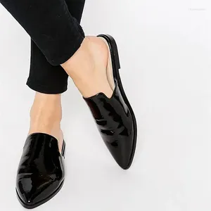 Chaussures décontractées Black Patent Cuir Mule Mule