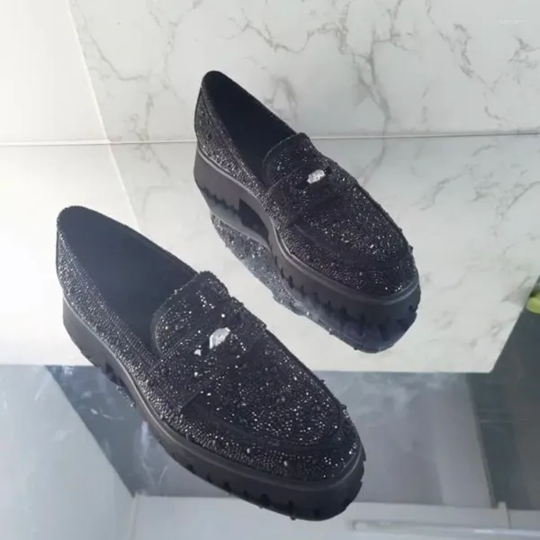 Zapatos informales de mocasines negros de diez refrescos de gamuza de gamuza