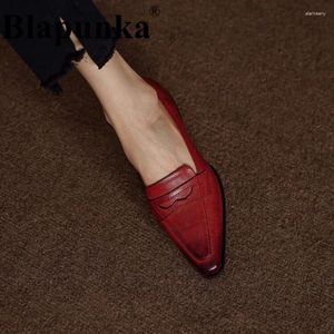 Blapunka – mocassins en cuir véritable pour femmes, chaussures décontractées, mocassins rouges rétro faits à la main, de haute qualité, marron à enfiler, tendance