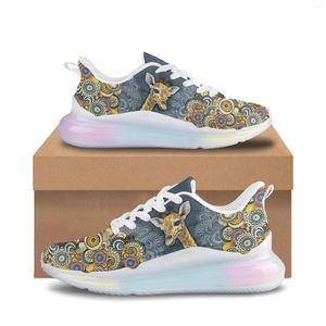 Casual schoenen Boheemse stijl schattige giraf design luchtkussen gaas ademende buitensport sneakers ainbow gradiënt kleur dik