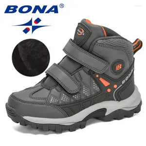 Casual Schoenen BONA 2024 Ontwerpers Kinderen Snowboots Hoge Top Kids Warm Winter Kind Mode Meisjes Jongens Pluche Antislip