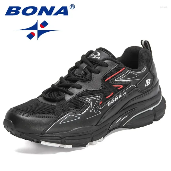 Zapatos informales Bona 2024 Diseñadores corriendo Men Lights Sneakers Sport Man Ligero Atlético Aire caminando Trainadores de trote de jogging