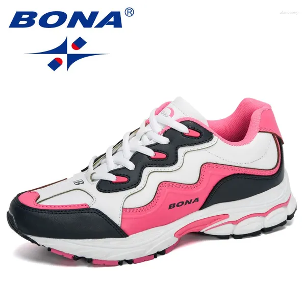 Zapatos casuales BONA Diseñadores Mujeres Acción Cuero Correr Señoras Malla Zapatillas deportivas Zapatos De Muje Cómodos