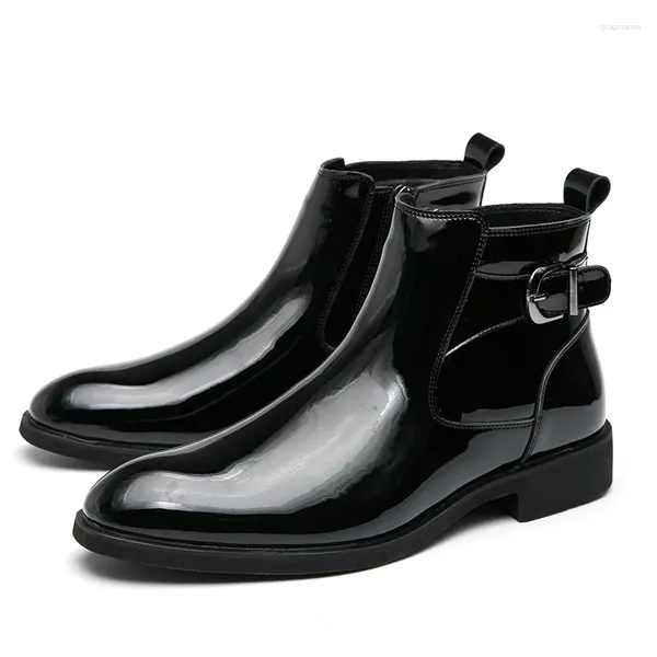 Botas de zapatos casuales hombres pu de moda negra versátiles versátiles estilo británico