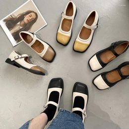 Zapatos informales Boussac Buckle Strap Platform de colores mixtos Mary Janes Mujeres Diseño cuadrado Toe Damas elegantes Y2K