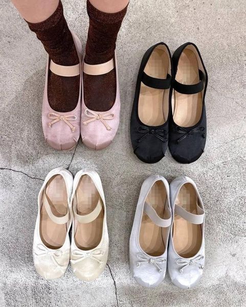 Zapatos casuales Bow Round Toe Ballet Mujeres japonesas Zapatos Mujer Spring Autumn Chaussure Femme Mary Janes Mocasines